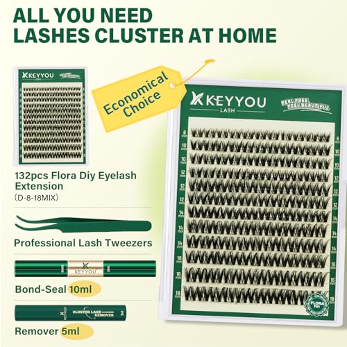 Flora Lash Clusters Kit D Curl 132pcs 8-18mm Mix
