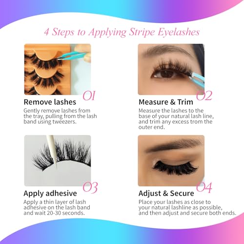 False Mink Lashes Fluffy Eyelashes Natural LookWispy Lash Curl Strips Eyelash 14 Pairs Reusable False Lashes (Black)