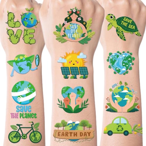 Earth Day Temporary Tattoo Stickers, 8 Sheets 200+ Designs