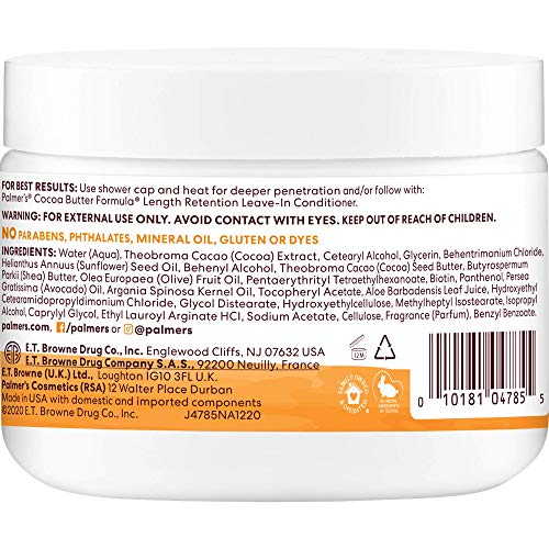 Palmer's Cocoa Butter & Biotin Length Retention Deep Conditioner, Strengthen, Nourish and Restore Elasticity and Shine, Suitable for All Curly Hair Patterns 12 Ounce