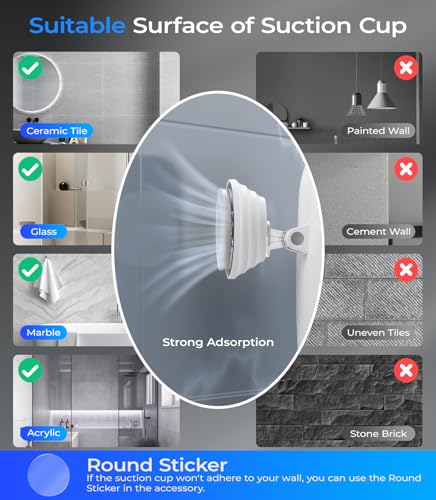 Gospire Heated Fogless Shower Mirror with LED Light & 5000mAh Battery