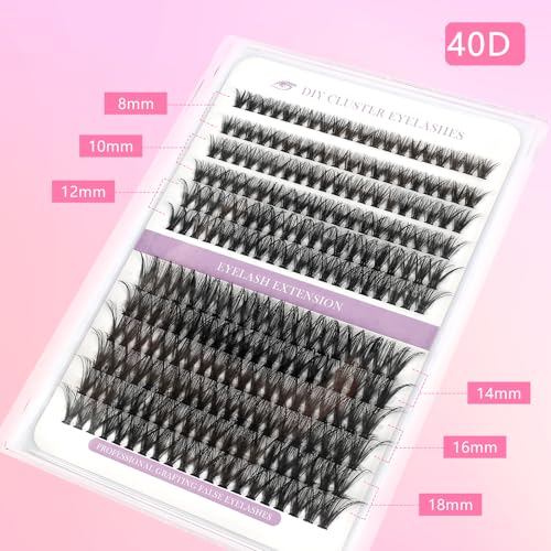 False Eyelashes 240PCS Eyelash Clusters 8-16mm 30D Individual Lashes with Lash Bond and Seal Applicator for Lash Extension Beginners