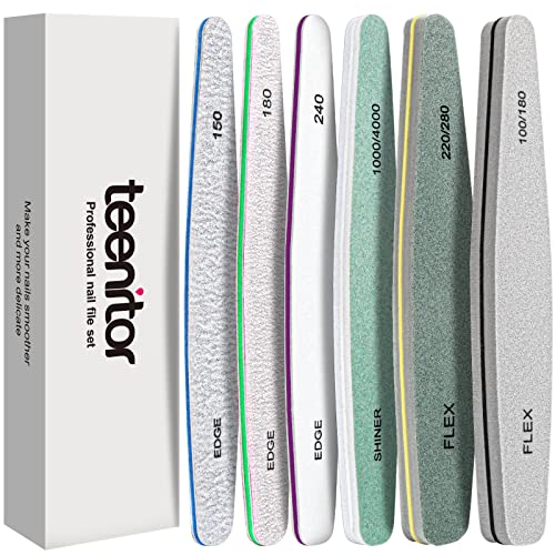 Teenitor 6-Piece Nail File and Buffer Kit for Natural and Acrylic Nails