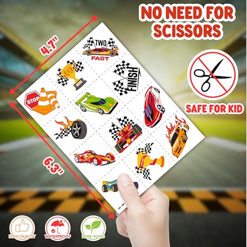 72PC Racing Party Favors Set - 48 Tattoos & 24 Slap Bracelets