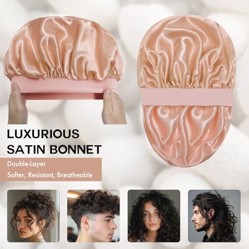 Double Layer Satin Silk Bonnet for Sleeping - Soft Sleep Cap for All Hair Types
