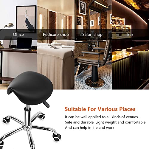 Rolling Saddle Stool with Wheels - Adjustable Height