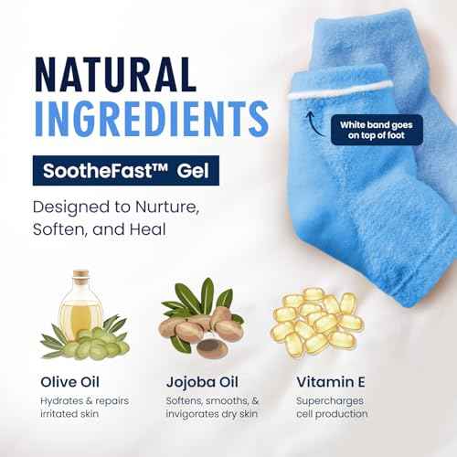 Dr. Frederick's Original Moisturizing Fuzzy Heel Socks - 2 Pairs - Cozy Gel-Lined Sleep Socks for Women & Men - Soothes Dry, Cracked Feet - Heel Repair - Blue Haven