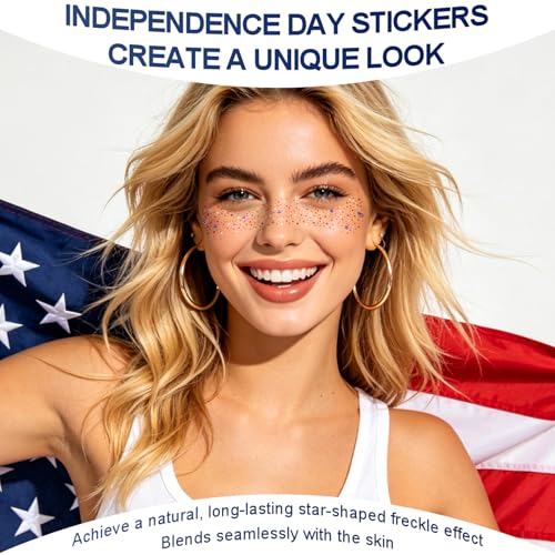 4th of July Temporary Tattoo Stickers - Red White Blue Stars