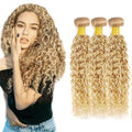 18 20 22 Inch Blonde Curly Hair Bundles 27/613 Brazilian Virgin