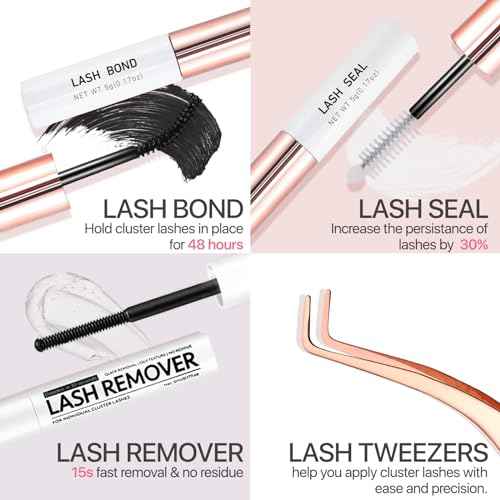 Fluffy Lash Extension Kit 280Pcs Thick Eyelash Extension Kit 80D 100D Mix 10-18mm Volume Cluster Lashes with Bond and Seal Tweezers Cluster Remover