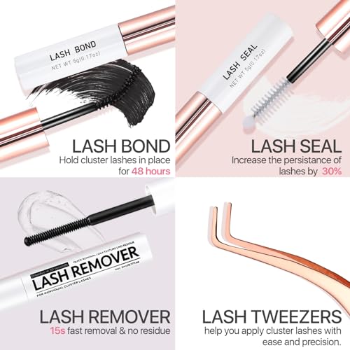 Lash Extension Kit 280Pcs C Curl Wispy 10-16MM Clusters