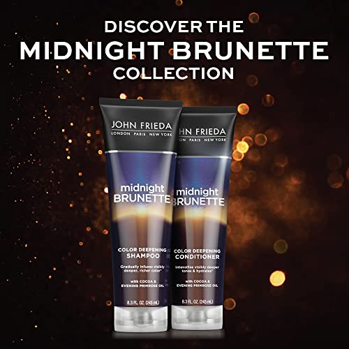 John Frieda Midnight Brunette Conditioner, Color Deepening Conditioner to Enhance and Refresh Brunette Tones, Infused with Cocoa and Primrose Oil to Nourish and Enhance Brunette Tones, 8.3 Oz
