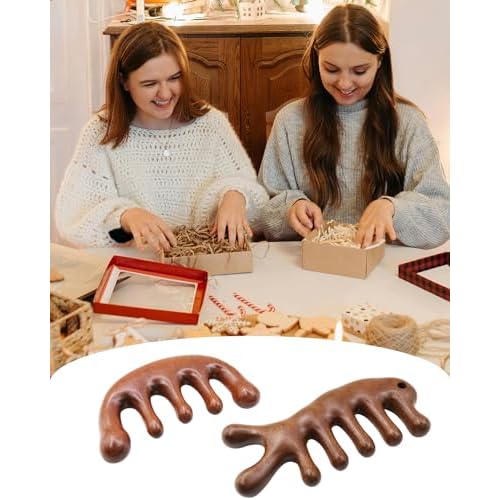Wooden Scalp Massager Comb for Hair Growth, 2 Pack Wood Wide Tooth Comb for Women Men, Natural Sandalwood Head Massager