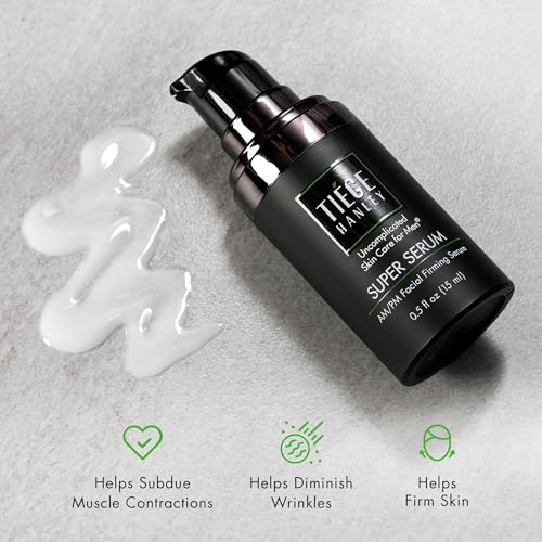 Tiege Hanley Anti Aging Face Serum for Men, Super Serum with Peptides, Retinyl Palmitate, and Sodium Hyaluronate to Firm Skin and Reduce Fine Lines, Men¡¯s Skin Care, 0.5 Fl Oz, 2 Pack