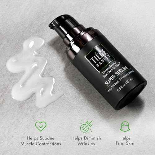 Tiege Hanley Anti Aging Face Serum for Men, Super Serum with Peptides, Retinyl Palmitate, and Sodium Hyaluronate to Firm Skin and Reduce Fine Lines, Men¡¯s Skin Care, 0.5 Fl Oz