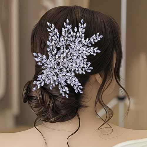 Wedding Rhinestone Hair Piece Leaf Bride Side Headpieces Crystal Hair Accessories for Brides and Bridesmaids