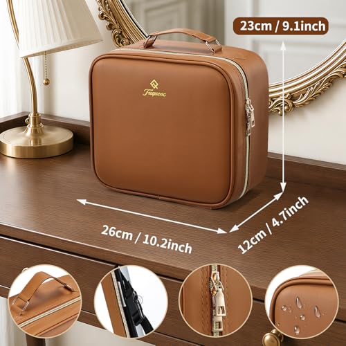 Faquenc LED Makeup Bag with Mirror - 10.2" Travel Train Case