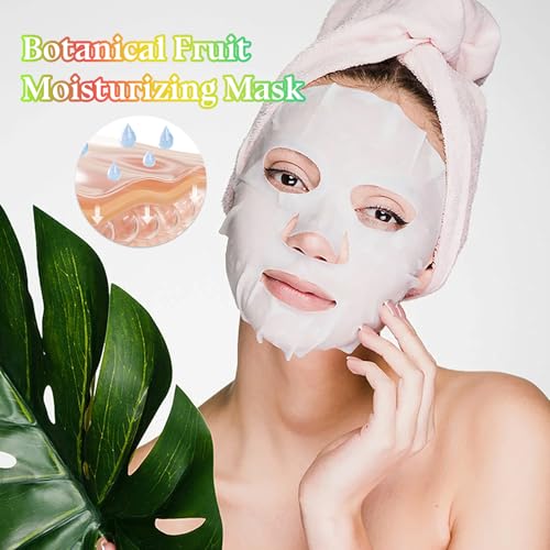 20PCS Hydrating Face Masks,Moisturizing Facial Masks for Women and Men,Fruit Overnight Facial Sheet Mask,Lightweight and Non-greasy Face Sheet Mask for All Skin Type 12