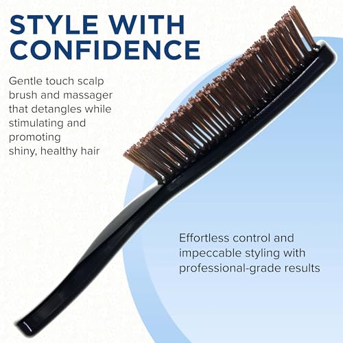 Giorgio Full Size Black Hair Brush for Men Women Kids - Detangler & Scalp Massager