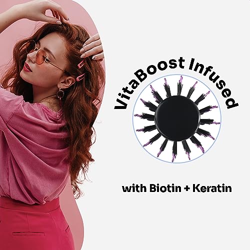Wet Brush Volumizing Round Brush for Fine to Medium Hair - Salon Blow-Out, Less Pain & Breakage, Lightweight Boar Bristle Detangles & Removes Knots