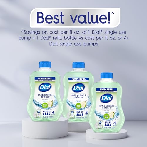 Dial Fresh Pear Antibacterial Foaming Hand Soap Refill 30 Fl Oz (Pack of 4)