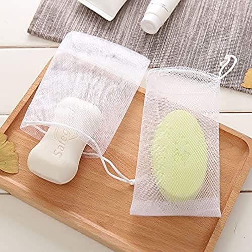 Calastia 50PCS Exfoliating Soap Pouch Mesh Bubble Foaming Net Bag