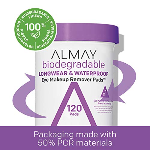 Almay Biodegradable Makeup Remover Pads, Longwear & Waterproof, Hypoallergenic, Fragrance-Free, Dermatologist & Ophthalmologist Tested, 2 Pack