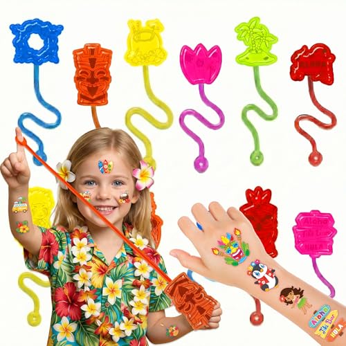48pc Hawaiian Party Favors - Stick Hands & Temporary Tattoos
