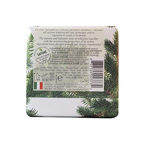 Saponeria Nesti Firenze: Marsiglia Toscano"Pino Selvatico" Triple Milled Vegetal Soap, Wild Pine, 200g/7oz