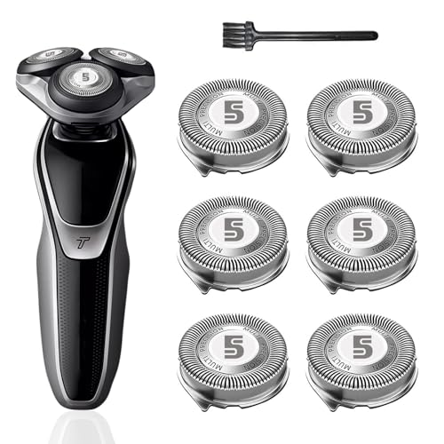 SH50 Replacement Heads for Philips Norelco Replacement Heads 5000 Series Shaver, Compatible with Philips Series 5000 (S5250, S5205, S5660/84, S5590/81,S5290/88,S5210/81), 6 pc-Pack