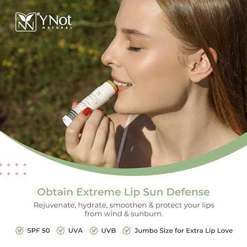 YNN Emu Oil Moisturizing Lip Balm with Extreme SPF50+ Sun Protection - 4-Hour Water Resistant, Fortified with Vitamin E, Amino Acids & Omega 3, 6 & 9 - Y-Not Natural, 15g Stick - 2 Pack