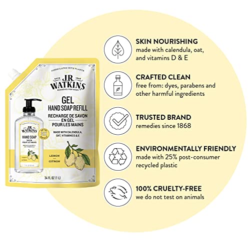 J.R. Watkins Lemon Liquid Hand Soap Refill 34 Fl Oz