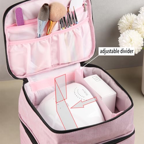 Nail Polish Organizer Case - Holds 30 Bottles & Lamp Dryer