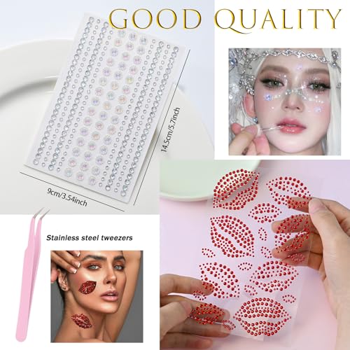 Face Gems Stickers Self Adhesive Rhinestones for Makeup