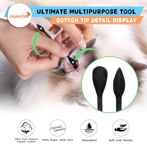 Organic Black Cotton Swabs - 250 Count Precision Applicators