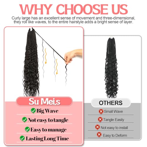 Boho Box Braids Crochet Hair 24 Inch - 9 Packs Water Wave