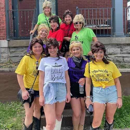 ByouByou Mullet Wigs for Women Curly Synthetic Heat Resistant Shoulder Length Hair 80s Rocker Cosplay Wigs (Blonde Mixed Black)