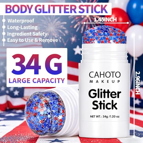 Red White Blue Glitter Stick for Face & Body