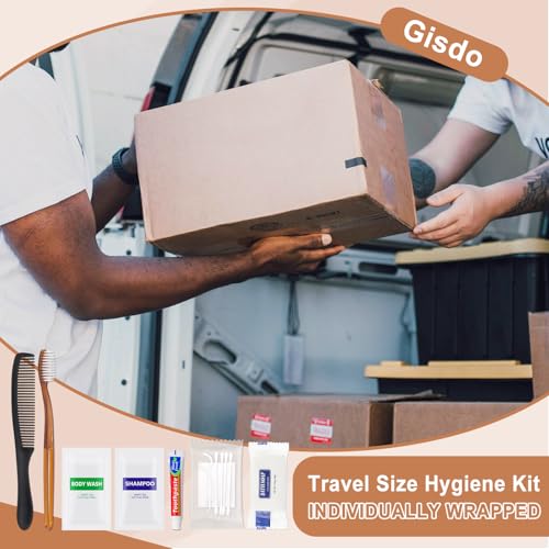 50 Sets Toiletry Kits Homeless Personal Hygiene Kit Bulk Homeless Care Package Supplies Travel Toiletry Kit Homeless Hygiene Kit Bulk for Men Women Charity Disposable Toiletry Kit(8-IN-1)
