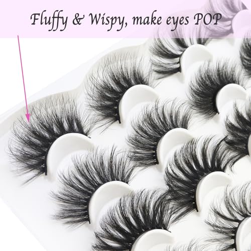 25MM Mink Lashes - 10 Pair Variety Pack Wispy Dramatic Eyelashes