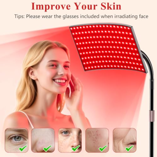 Red Light Therapy Panel for Body & Face - 660nm & 850nm LEDs, Home Use