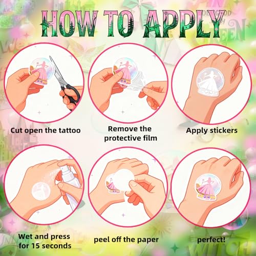 84Pcs Witch Temporary Tattoos - Birthday Witch Accessory, Wizard party decorations in Iridescent Foil Style, Fake Tattoo Stickers for Kids, Movie Themed Party Favors, Gifts for Boys Girls