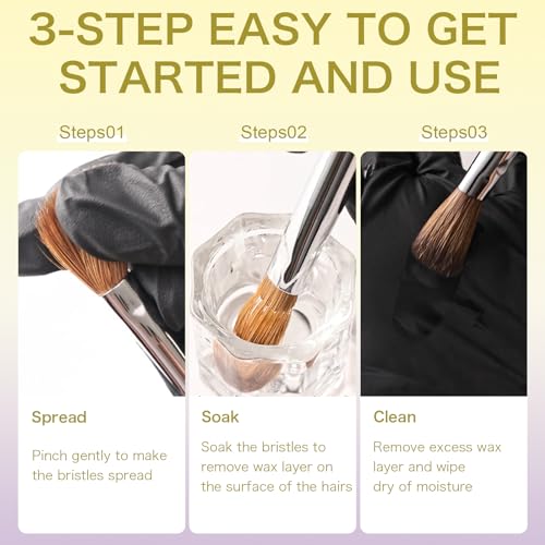 Shine Chance 4Pcs Acrylic Nail Brushes Set - Kolinsky Art & Polish Cleaning Tools, Yellow