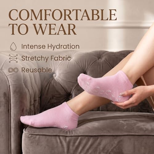 Nesgther Overnight Moisturizing Gel Socks for Dry Cracked Heels - 3 Pack