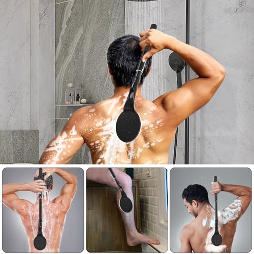 Back Scrubber for Shower,25" Long Handle Shower Brush for Body Exfoliator and Deep Clean,Back Washer for Shower for Men,Women and Elderly