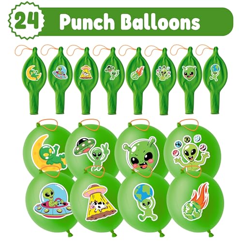 Alien Party Favors Set - 48 Tattoos & 24 Punch Balloons