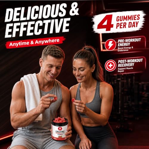 GABE SUNNYBEARS Raspberry Creatine Monohydrate Gummies 5000mg - Large Bottle, 160 Count, NSF Certified, Muscle & Strength Support for Men & Women