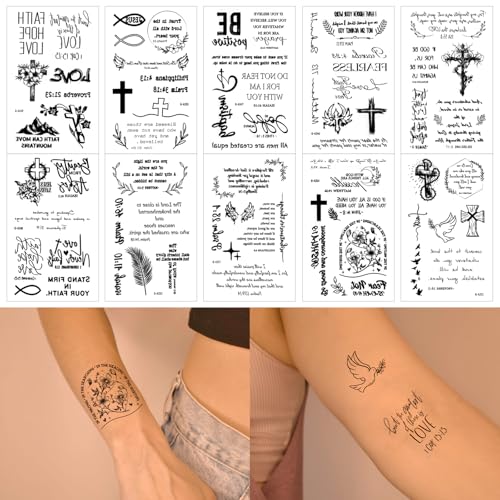 72 Christian Quote Temporary Tattoos for Adults