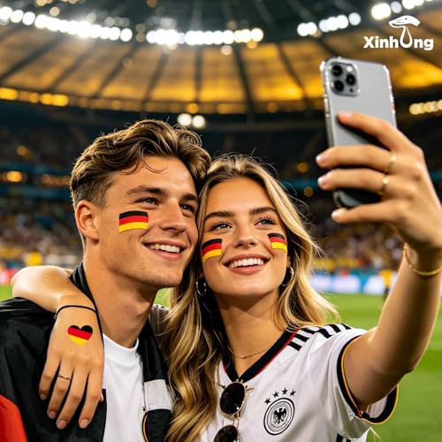 Germany Flag Temporary Tattoos Set - 40 Waterproof Face Stickers