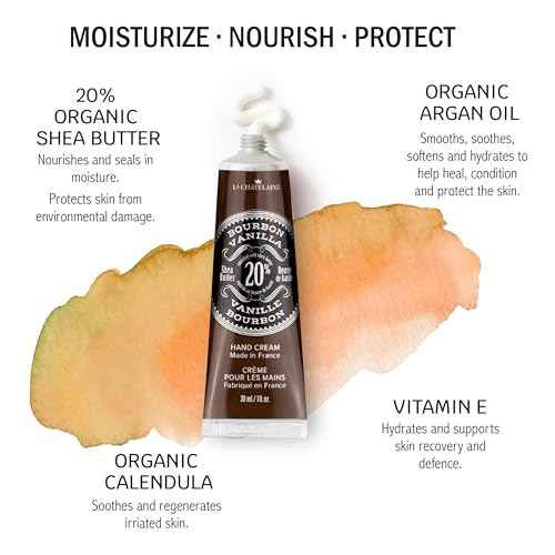 La Chatelaine 20% Shea Butter Hand Cream Travel Size, Men, Unisex, Organic Argan Oil, Moisturizing, Nourishing, Extra-Rich Hand Lotion, Made in France, Paraben Free, 1 oz / 30ml (Bourbon Vanilla)
